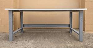 lot 395 image: Heavy-Duty Steel Workbench with White Top - 72 x 30