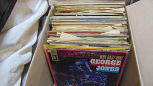 lot 65 image: Lot of Various Records. George Jones, Johny Cash, Merle Haggard, Dolly Parton, Plus More