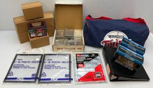 lot 58 image: Misc.Vintage Card Holders, Tins, Albums & MINNESOTA TWINS Duffle Bag