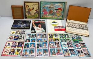 lot 70 image: Misc. Vintage Baseball Collectibles & Some Framed