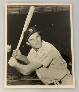 lot 73 image: Vintage Bill Moose Skowron Autographed Baseball Photo (In Protective Sleeve)