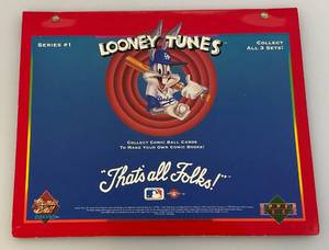 lot 82 image: (Set 2) 1990 Upper Deck Series #1 (LOONEY TUNES) Thats All Folks Comic Ball Cards In Original Binder (16 Cards Missing) Check Out Lots 83, 94, 100 & 108 To Fill Set