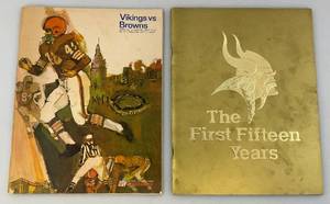 lot 95 image: 1967 Minnesota Vikings Vs. Browns Metropolitan Stadium Brochure & The First Fifteen Years Book