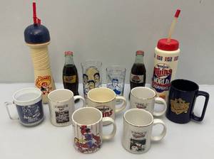 lot 114 image: Misc. Vintage Sports Collectible Cups Including Minnesota North Stars And More