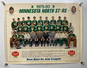 lot 134 image: 1979-80  Schmidt Beer Minnesota North Stars Team Poster 17 x 22