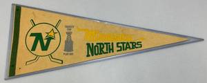 lot 138 image: Vintage 12 x 29 12 (1960s-70s) Minnesota North Stars Pennant (In Protective Sleeve)