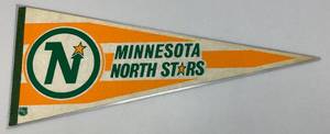 lot 139 image: Very RARE Vintage 12 x 30 (1970s) Minnesota North Stars Pennant (In Protective Sleeve)