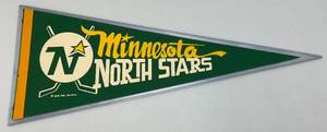 lot 141 image: Vintage 12 x 30 (1970s) Minnesota North Stars Felt Pennant (In Protective Sleeve)
