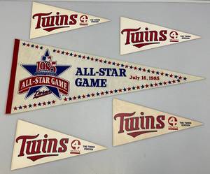 lot 145 image: Vintage 12 x 30 (1985) Minnesota Twins All Star Game Pennant & Twins Collectibles