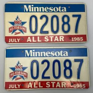 lot 195 image: Vintage 1985 Minnesota All Star License Plates