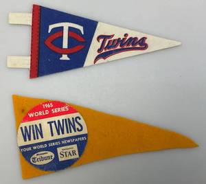 lot 219 image: Two Miniature 1960s Minnesota Twins Pennants