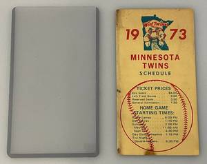 lot 222 image: Vintage 1973 Minnesota twins Schedule (In Protective Sleeve)