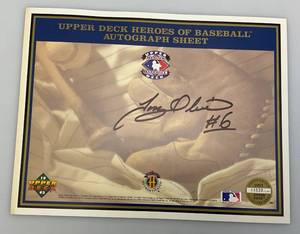 lot 237 image: (Tony Oliva) Upper Deck Heroes Of Baseball Autograph Sheet In Protective Sleeve)