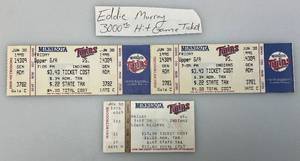 lot 242 image: 1995 Ticket Stub From Eddie Murrays 3000Th Game In Protective Sleeve