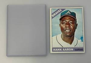 lot 273 image: 1965 Topps #500 Hank Aaron Card (In Protective Sleeve)