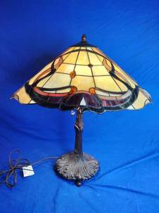 Tiffany Style 27" Jeweled Stained Glass Table Lamp