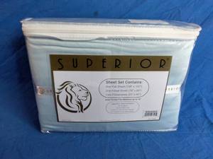 lot 238 image: New King Size Superior 1000TC Made 100% Egyptian Cotton Sheet Set - Light Blue
