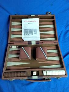 lot 240 image: Vintage Travel Backgammon Game Complete Set