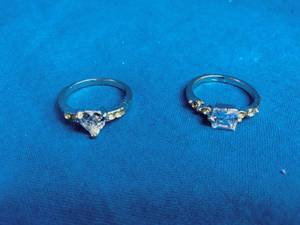 lot 167 image: New 2 Stainless Steel CZ Rings Size 6.5