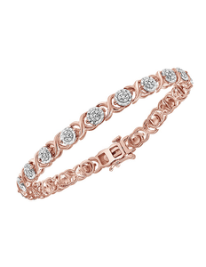 lot 160 image: New 14K Rose Gold Over Sterling Silver 14 ct tw Diamond Cross Link Bracelet