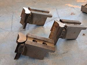lot 74 image: Lot of (3) Ram Chuck Jaws  Custom Modified 1-34x4-14x3 - Huron KT10MH