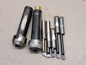 lot 292 image: Right-Hand Machining Boring Bits (x5) and Chucks (x2)  Assorted  Various Sizes and Dimensions