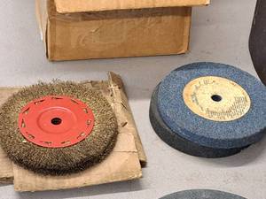 lot 346 image: (2) 6 Grinding Wheels and (1) 6 Wire Wheel