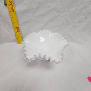 lot 8 image: Fenton Vintage Milk Glass Silver Crest Footed Dish