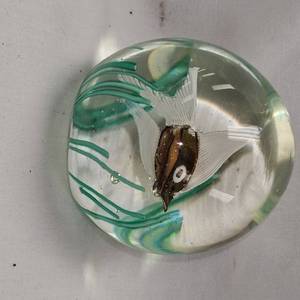 lot 50 image: Vintage Fratelli Toso Murono Fish in Seaweed 3 Handblown Paperweight Aquarium
