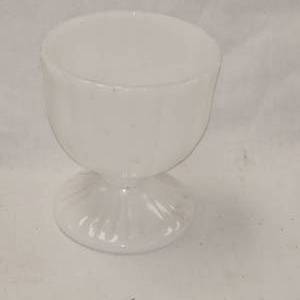 lot 57 image: Mid 50s Milk Glass Candy Dish, ribbed 4 12 T x 4 Diameter