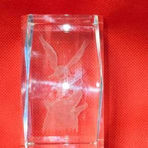lot 64 image: Crystal Eagle and Wolf Vertical Paperweight