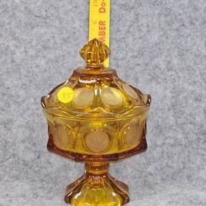 lot 85 image: Fostoria Glass Company 1950s Candy Dish, Lidded Pedestal Base 8T