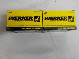 lot 71 image: 2 ct Werker AA Batteries - 48 total...