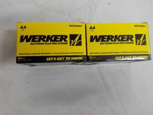 lot 73 image: 2 ct Werker AA Batteries - 48 total...