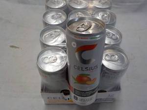 lot 222 image: 12 pack Celsius Non Carbonated Peac...