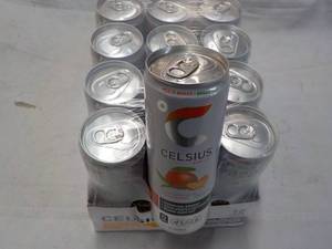lot 223 image: 12 pack Celsius Non Carbonated Peac...