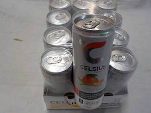 lot 227 image: 12 pack Celsius Non Carbonated Peac...