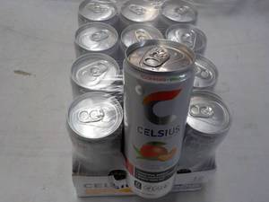lot 229 image: 12 pack Celsius Non Carbonated Peac...