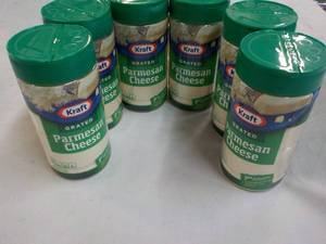 lot 257 image: 6 ct Kraft 8 oz Grated Parmesan Che...