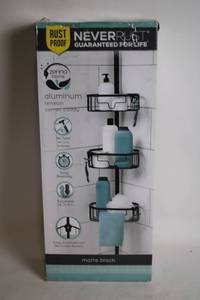 lot 2 image: Zenna Home Aluminum Tension Corner Caddy - Matte Black
