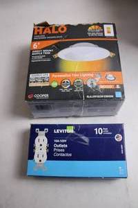 lot 26 image: 10-Pack Leviton 15A-125V Outlets and HALO 6-Inch Recessed Downlight