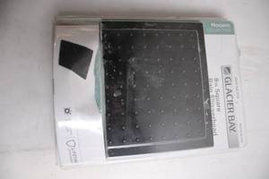 lot 42 image: Glacier Bay 8-inch Square Matte Black Rain Showerhead