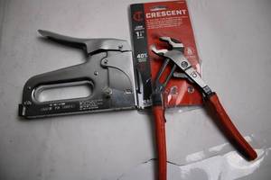 lot 89 image: Crescent Tongue and Groove Pliers & Heavy-Duty Staple Gun Set