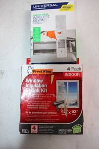 lot 101 image: Universal Chamberlain Garage Door Wireless Keypad and 4 Pack Frost King Window Insulation Shrink Kit