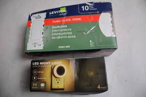 lot 105 image: Leviton Decorator Switches and LED Night Light Pack