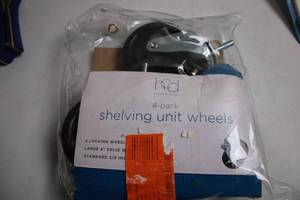 lot 113 image: 4-Pack Shelving Unit Wheels by Honey-Can-Do