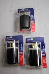 lot 119 image: Lot of 3 Leviton 20A 250V Black & White Locking Plugs