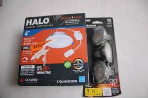 lot 123 image: Halo 4-Inch Canless Splay Downlights and Enhance LED Bulbs Set