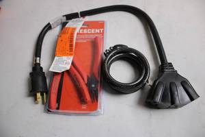lot 132 image: Electrical Extension Cord with Crescent Wire Stripper and Cable Lock with Key