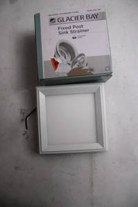 lot 133 image: Glacier Bay Fixed Post Sink Strainer and Square LED Light Panel